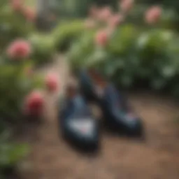 Elegant loafers in a floral garden setting