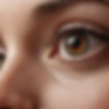 Natural Beauty: The Eye's Elegance A serene close-up of an eye with minimal fine lines, surrounded by natural light.