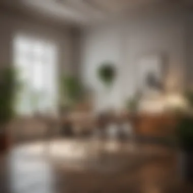 Calm and Inspiring Office Environment A serene office space with plants and minimalist decor promoting focus.