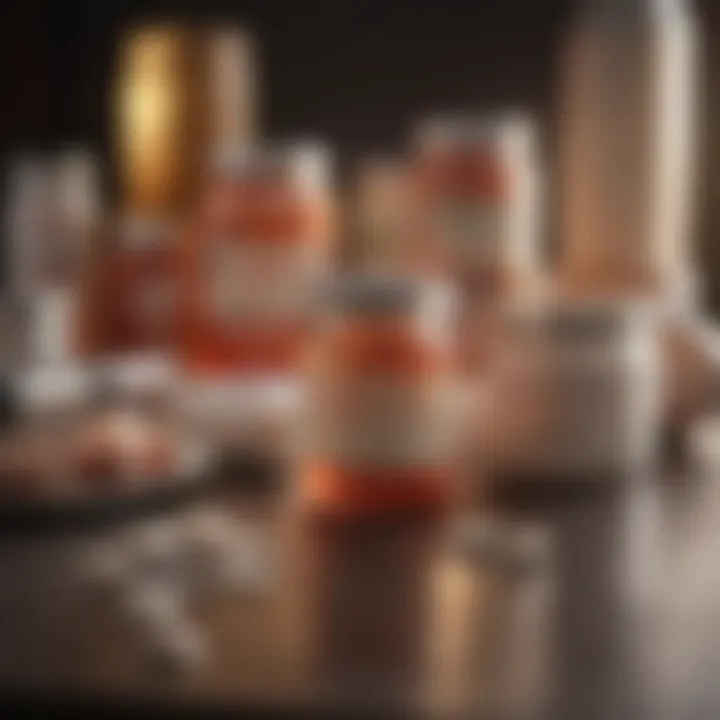 Variety of collagen supplement products displayed on a table