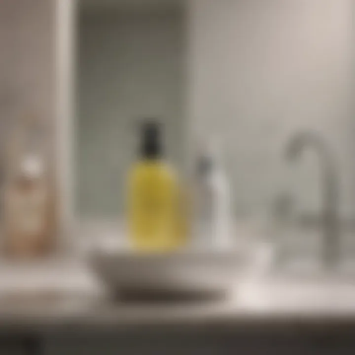 A serene bathroom setting showcasing a sulfur face wash product on a countertop.