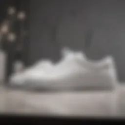 Stylish and affordable white sneakers on display