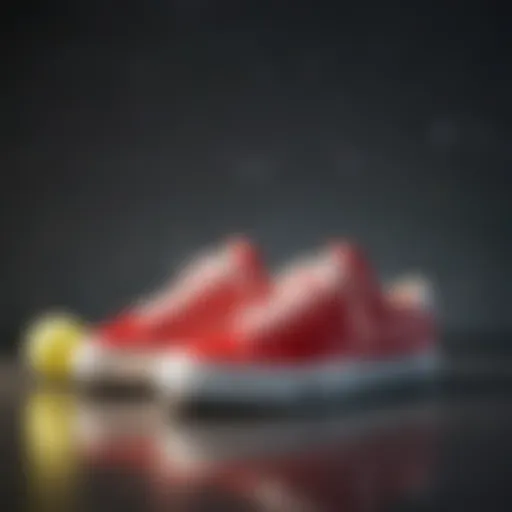 Elegant display of fashionable tennis shoes on a stylish surface