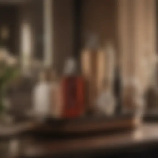 A collection of keratin treatment products displayed elegantly on a vanity