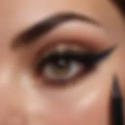 Close-up of felt tip eyeliner with intricate design