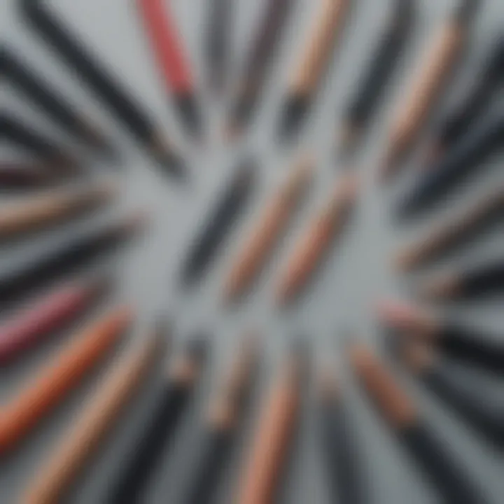 A variety of felt tip eyeliners displayed in an elegant arrangement