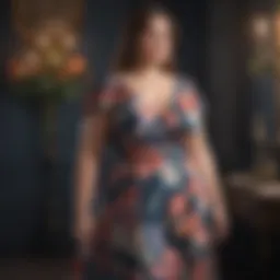 Exquisite plus size dress in floral pattern