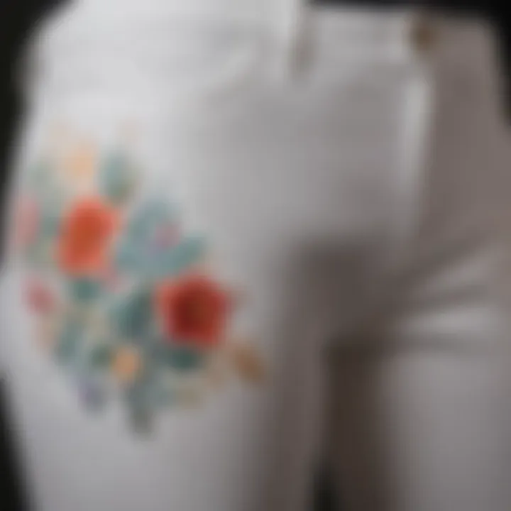 Elegant white jeans with floral embroidery