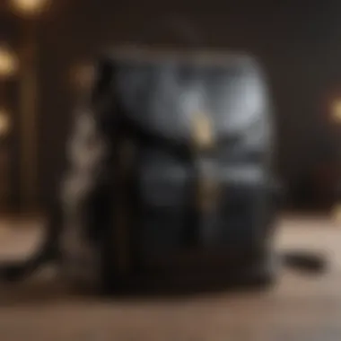 Luxurious Noir & Gold Backpack Sleek black leather backpack with gold accents
