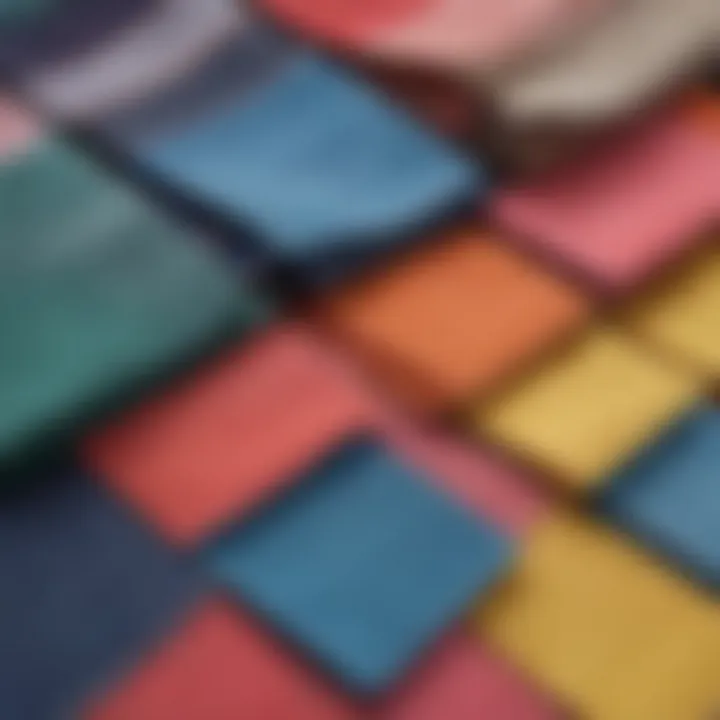 A close-up view of fabric swatches showcasing diverse swimwear materials