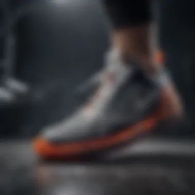 Performance-Driven Technology in Sneaker Design A close-up of sneaker soles demonstrating advanced technology for performance