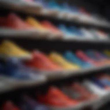 The Spectrum of Style in Designer Sneakers A vibrant display of various designer athletic sneakers highlighting color and texture