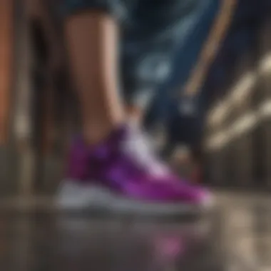 Urban Fashion Meets Functionality A fashionable individual sporting designer athletic sneakers in an urban setting