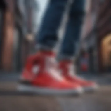 Urban Style with Designer High Tops Fashionable individual wearing designer high top sneakers in an urban setting