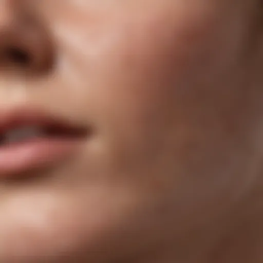 Close-up of textured acne scars on skin