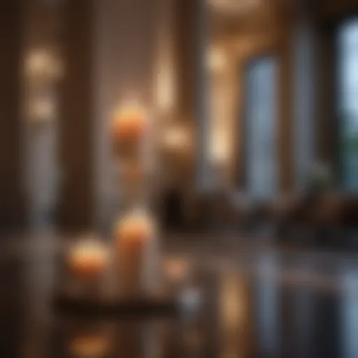 Elegant hotel lobby candle arrangement