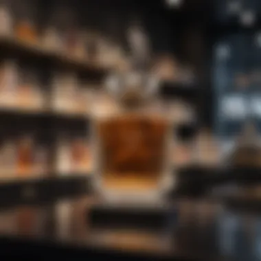 A Boutique of Elegance: Luxury Perfume Display A luxurious perfume display at a high-end boutique