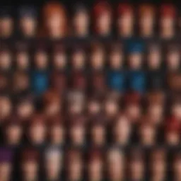 Color palette showcasing vibrant hair dye options