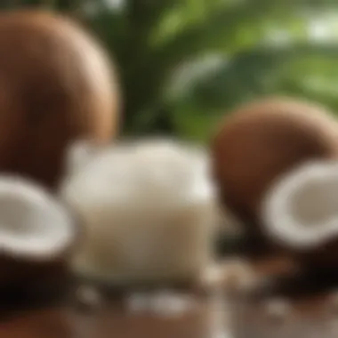 Coconut Oil: Nature's Moisturizer Close-up of a coconut oil jar with fresh coconuts