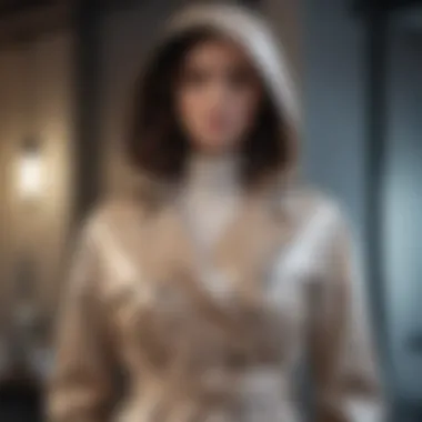 Elegant Jane Post raincoat displayed on a mannequin