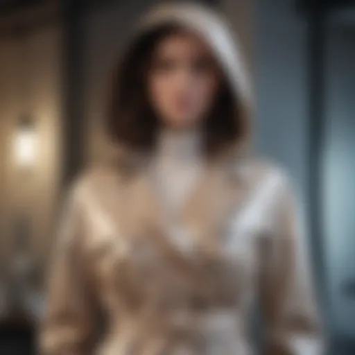 Elegant Jane Post raincoat displayed on a mannequin