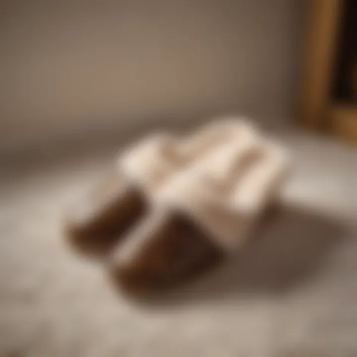 Luxurious Louis Vuitton furry slippers displayed elegantly