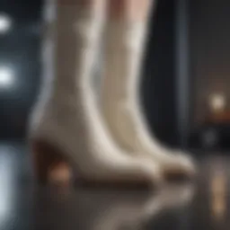 Stylish off white ankle boots paired with a chic outfit