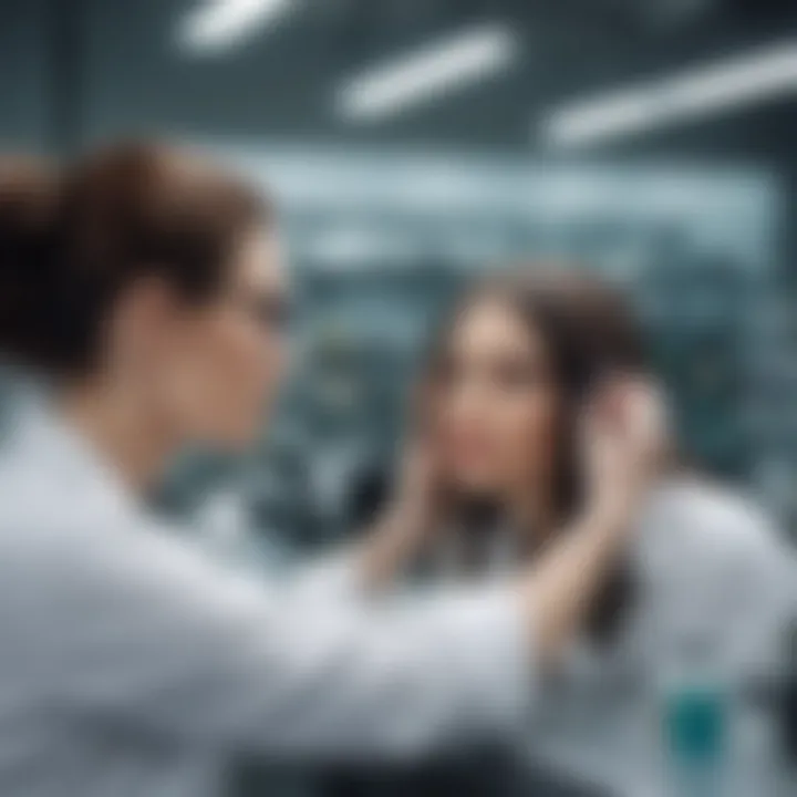 A scientist analyzing hair regrowth products in a lab