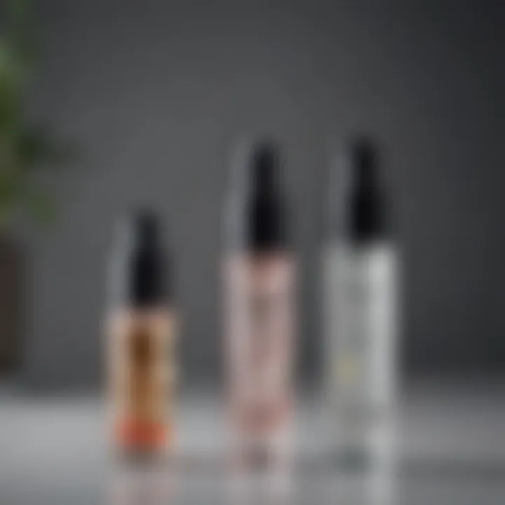 An array of hydrating serums with natural ingredients