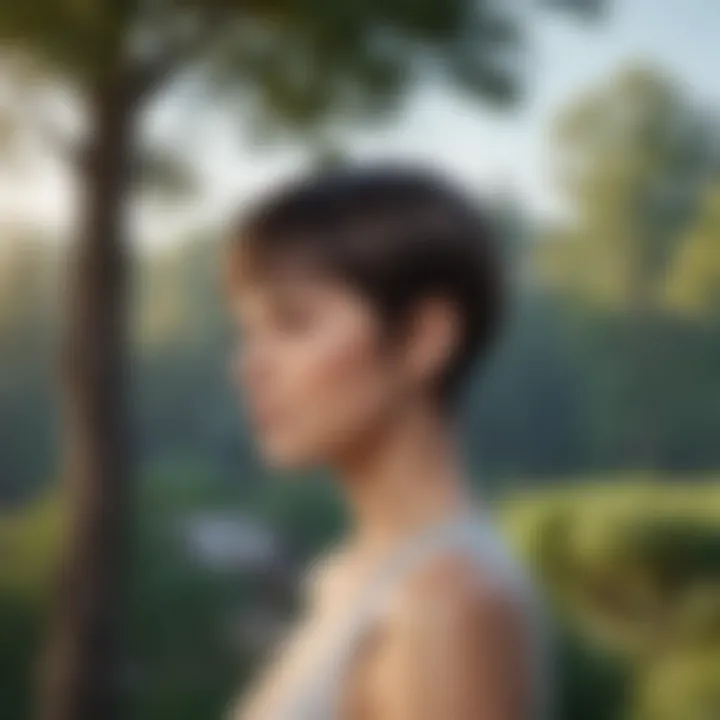 A chic presentation of a picie haircut in an outdoor setting.