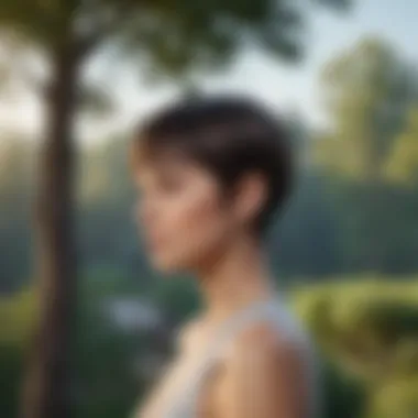 Chic and Nature: Picie Haircuts in the Wild A chic presentation of a picie haircut in an outdoor setting.