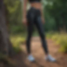 Stylish athletic leggings showcased in a vibrant outdoor setting
