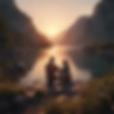 Romantic Outdoor Adventure Couple enjoying a scenic sunset during an outdoor activity