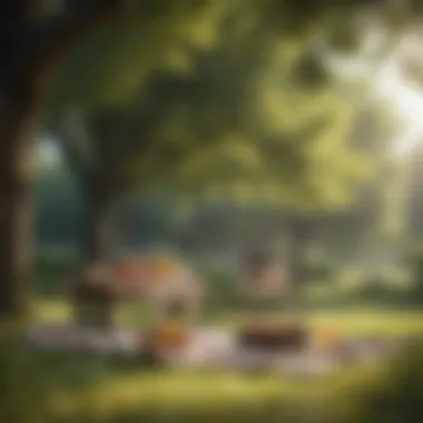 Charming Picnic Retreat Cozy picnic setup in a picturesque park
