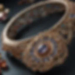 A close-up of intricate handmade jewelry pieces displayed elegantly.