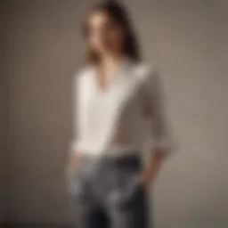 Chic summer blouse paired with tailored trousers