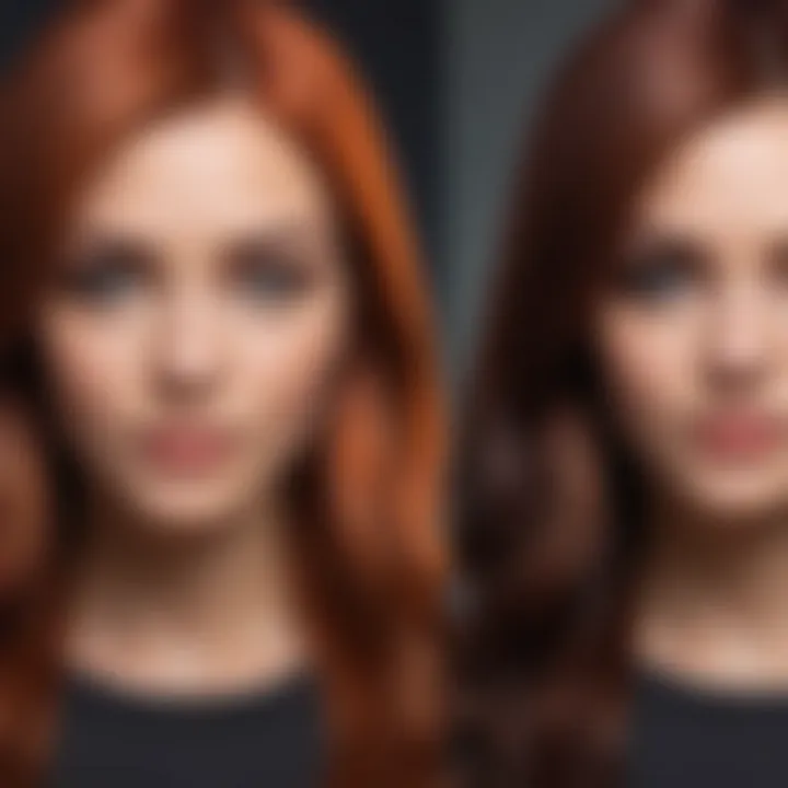 Before and after effect of temperature changing dye on hair
