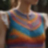 Vibrant crochet top displaying intricate patterns and colors