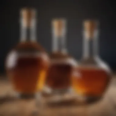 Two different types of vinegar on a wooden surface