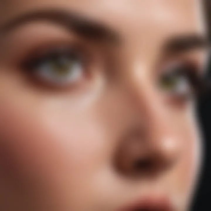 Before and after application of mascara on lashes
