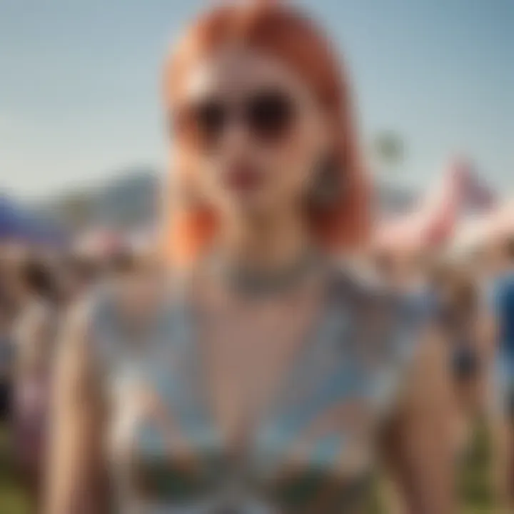Chic festival ensemble featuring a modern twist on retro styles
