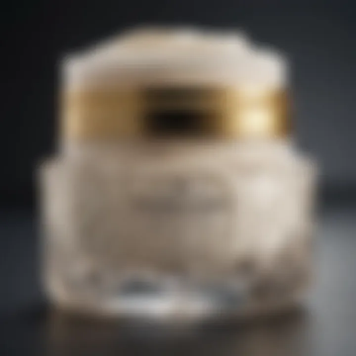 Close-up of a high-end face cream jar showcasing its intricate design and premium packaging.