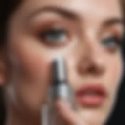 Elegant close-up of a metal applicator on an eye cream jar