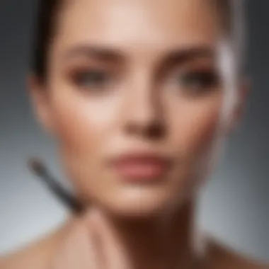 A makeup brush applying foundation smoothly on skin