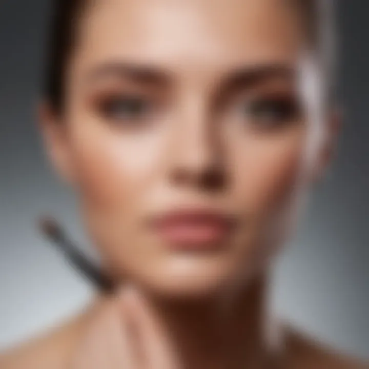 A makeup brush applying foundation smoothly on skin