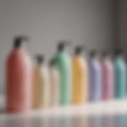 A collection of no sulfate no silicone shampoo bottles elegantly arranged.