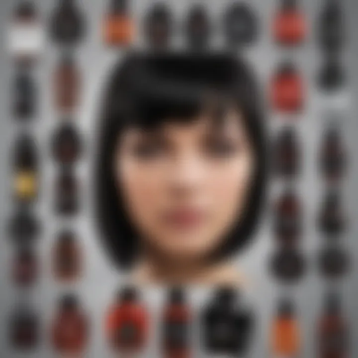 Selection of semi-permanent black hair dye products