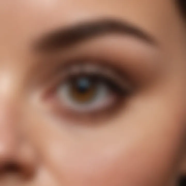 Detailed close-up of a flawless under eye application technique