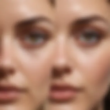 A visual representation of before and after using under eye serum