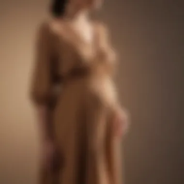Stylish Camel Maternity Dress A stylish camel maternity dress showcasing its elegant silhouette.